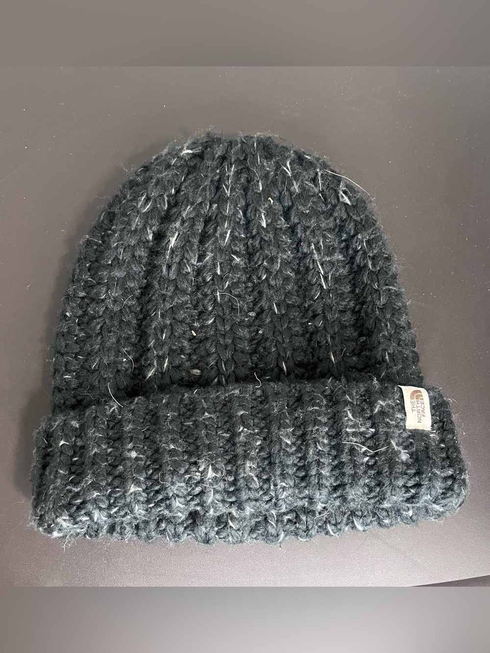 The North Face Black Flecked Knit Cuffed Beanie Gray One Size Womens Winter Fall